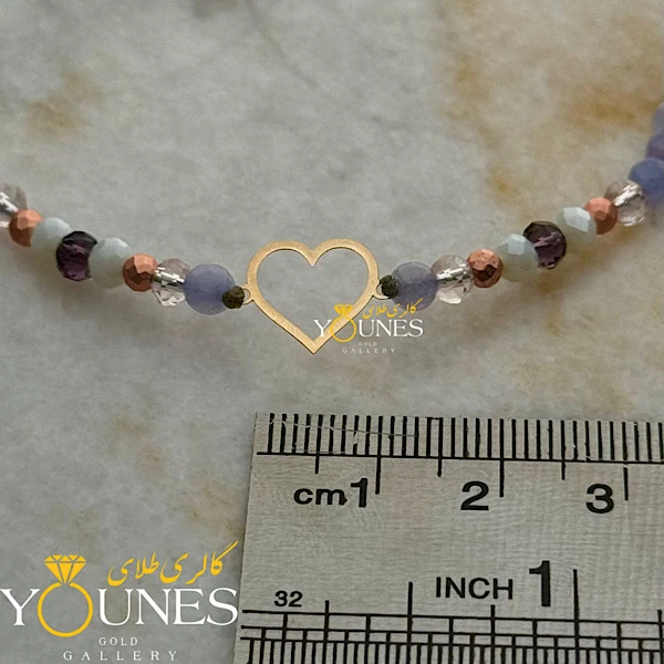 دستبند سنگی قلب مینیمال طلا لیزری